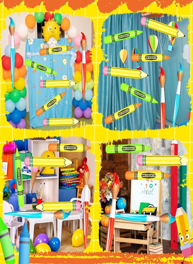Demonwer 6 Pcs Giant Inflatable Paint Brush Crayon Pencil Set Large Blow Up Pencil Colored Crayon Art Paint Brushes Balloon Prop Kit for Events and Birthday Party Decorations - Image 5